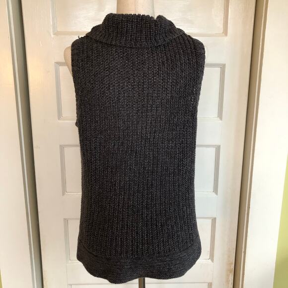 Christopher & Banks C.J. Chunky Knit Sweater Vest Gray Collared Zip Front 1X - Picture 4 of 11